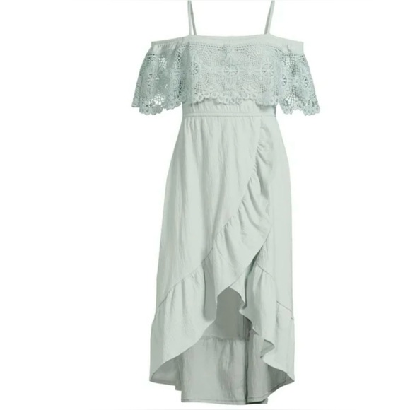 Elegant Off-Shoulder Ruffle Lace Dress Sz Small - Picture 7 of 7